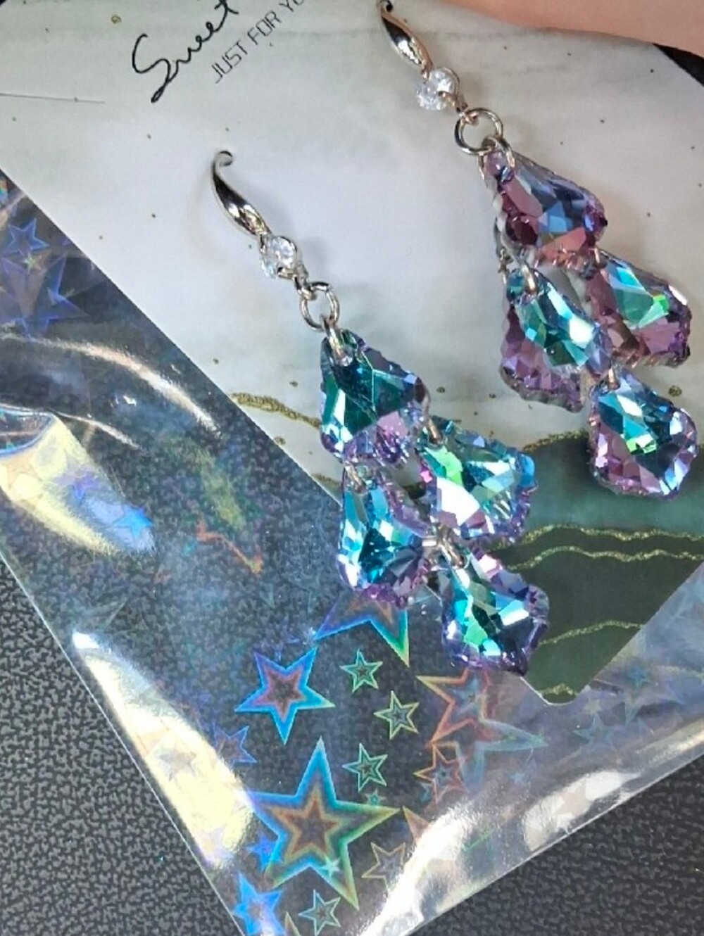 $8 Each Or Bundle 5/$20 Iridescent Purple & Blue Teardrop Earrings